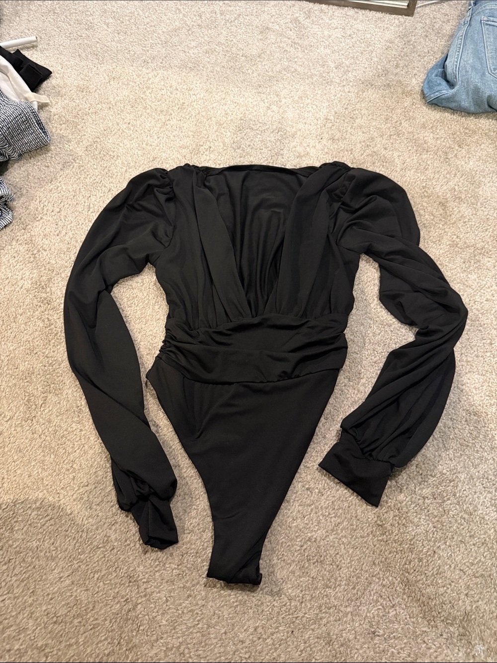 Kids Black Long-Sleeve One-Piece Bodysuit